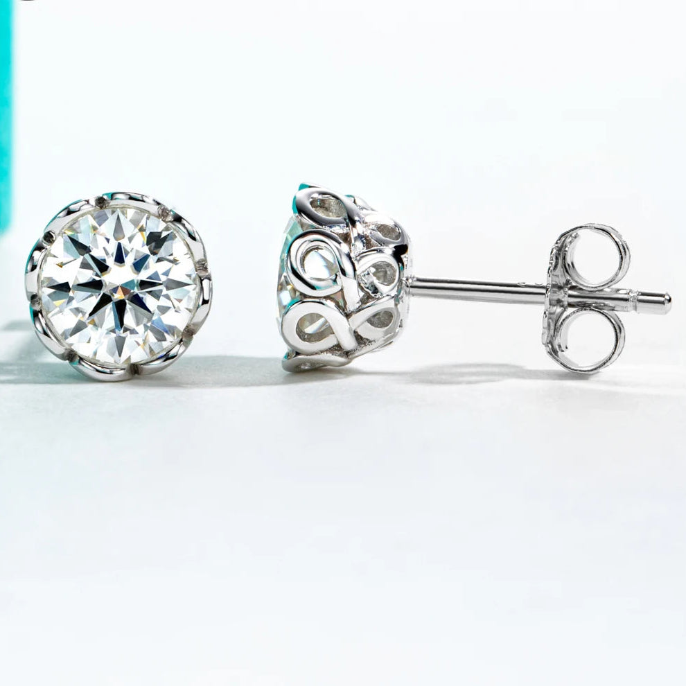 D-Color VVS1 Moissanite Stud Earrings - 925 Sterling Silver