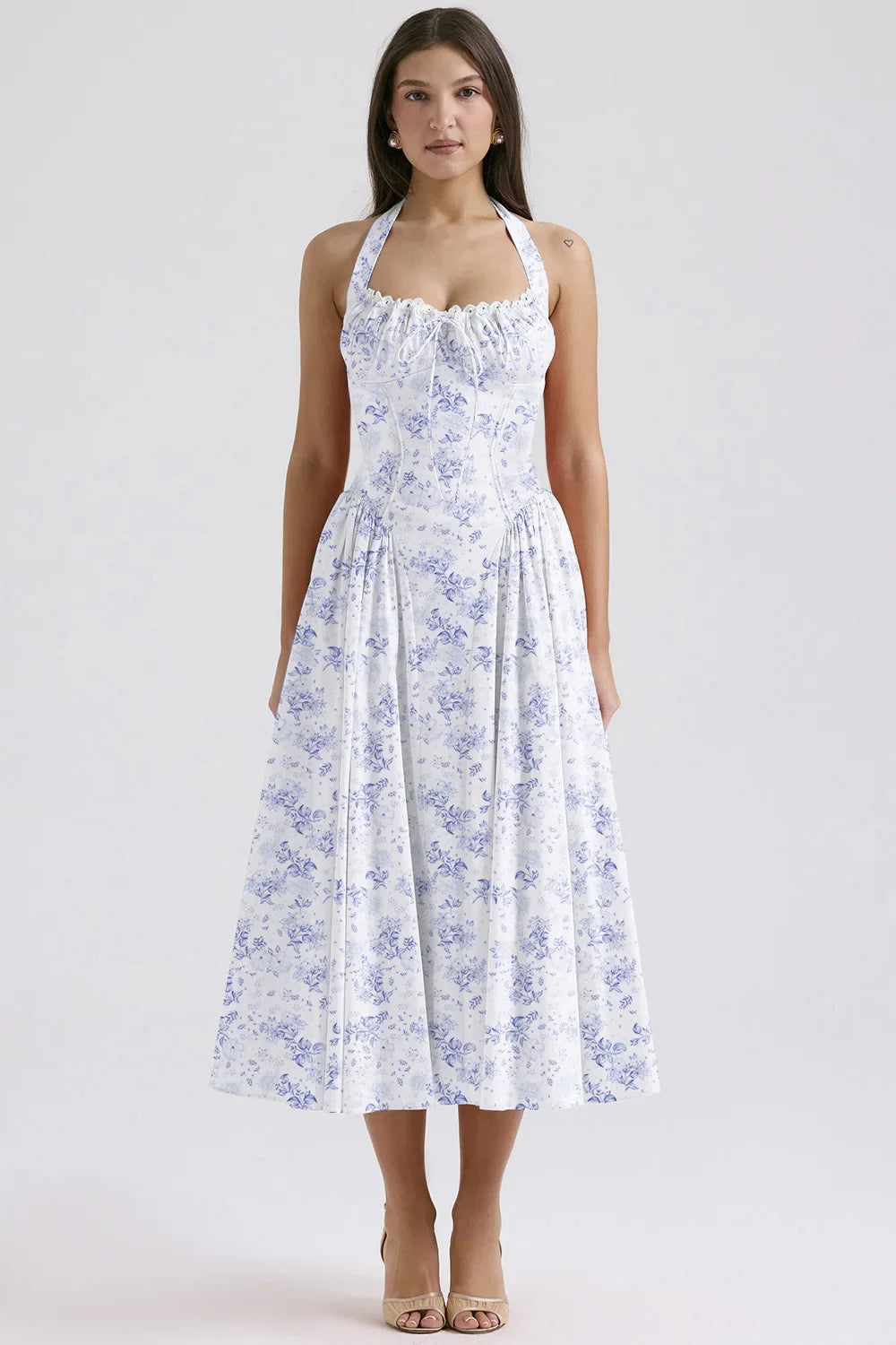 Halter Neck Lace Dress - Cottagecore Style