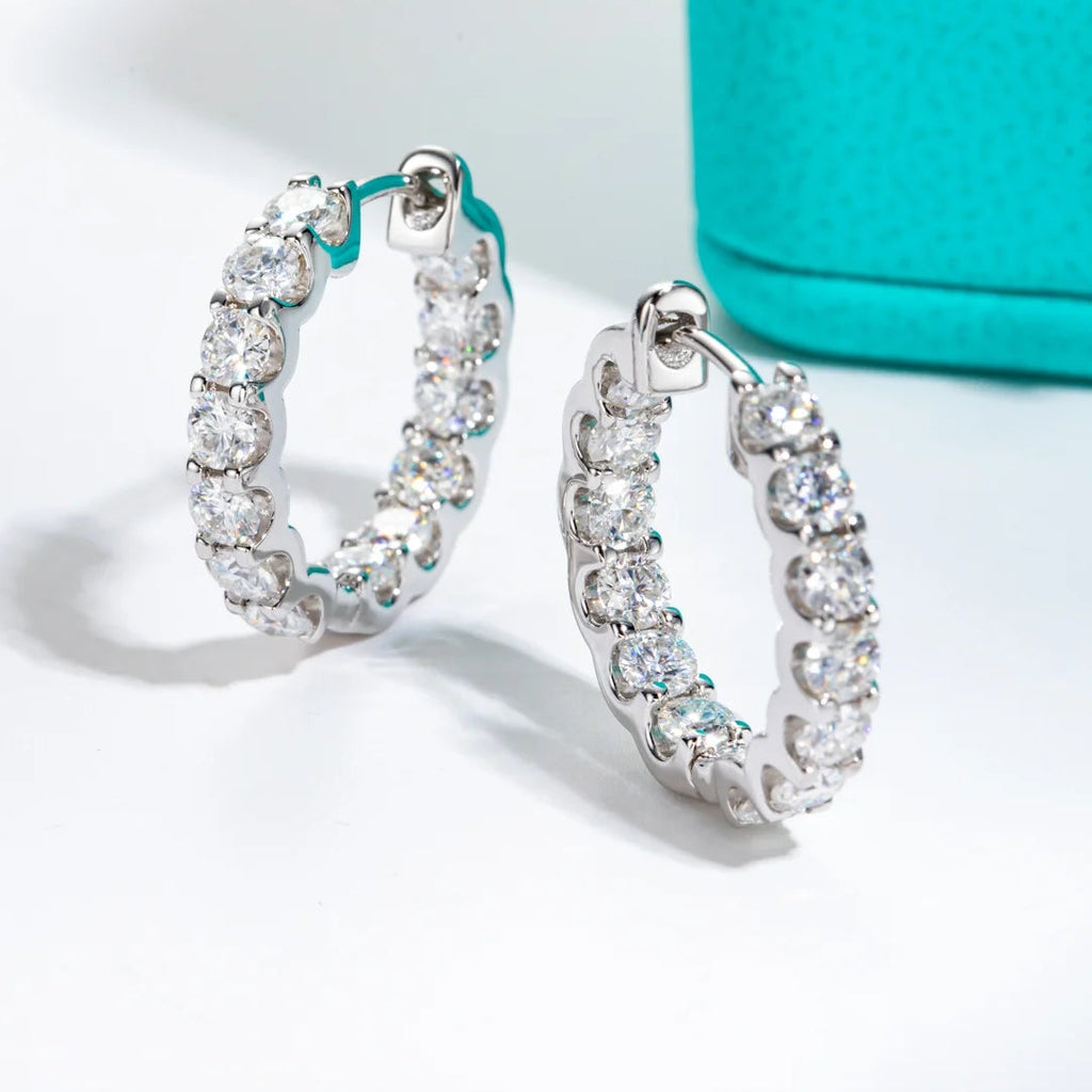 3mm D-Color Moissanite Huggie Hoop Earrings 2.6cttw - 925 Sterling Silver