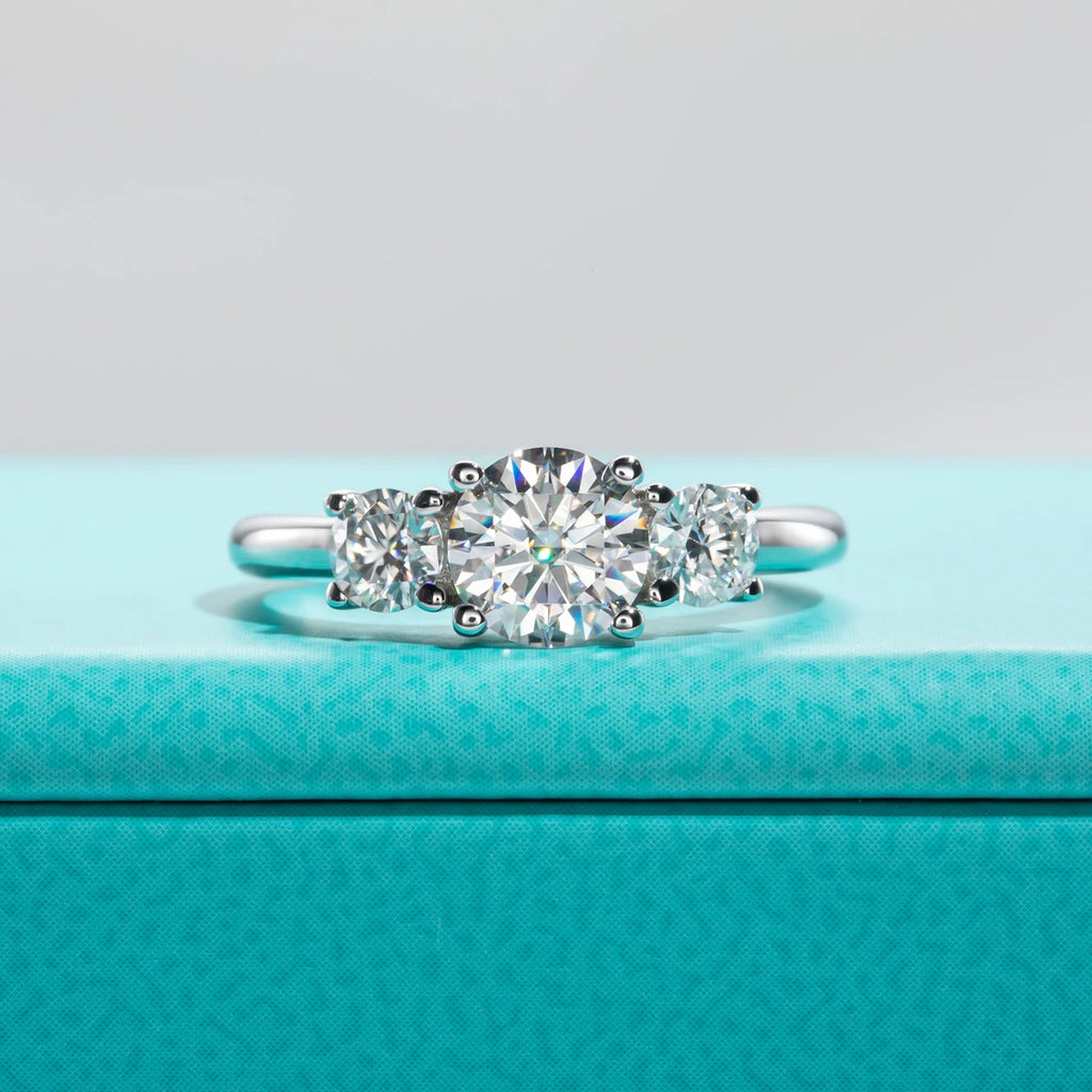 1.6cttw D-Color Moissanite Engagement Ring - 925 Sterling Silver