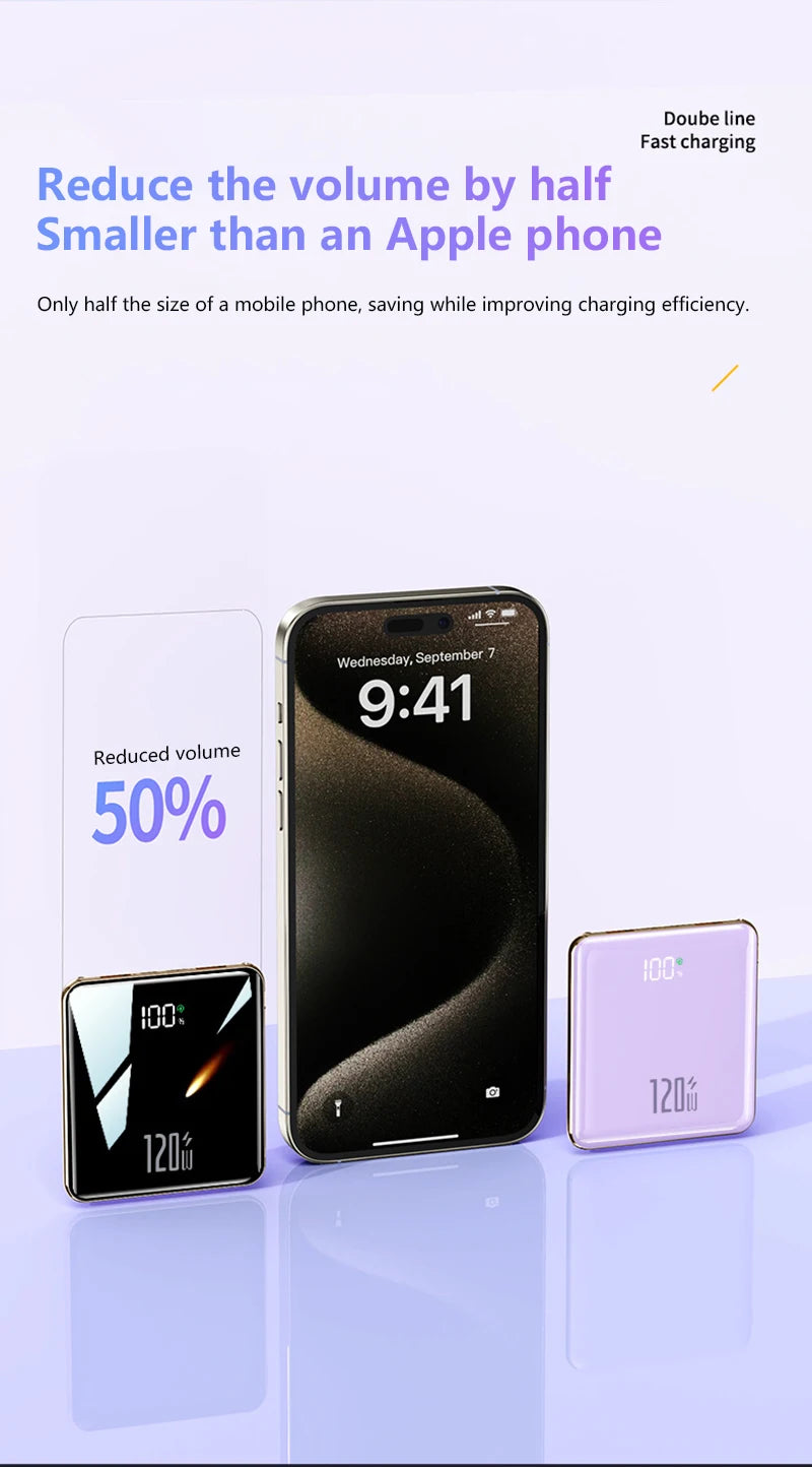 Smartphone with screen displaying time and battery information on a light purple background