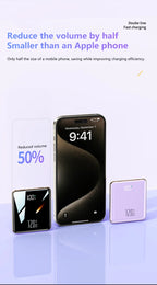 Smartphone with screen displaying time and battery information on a light purple background