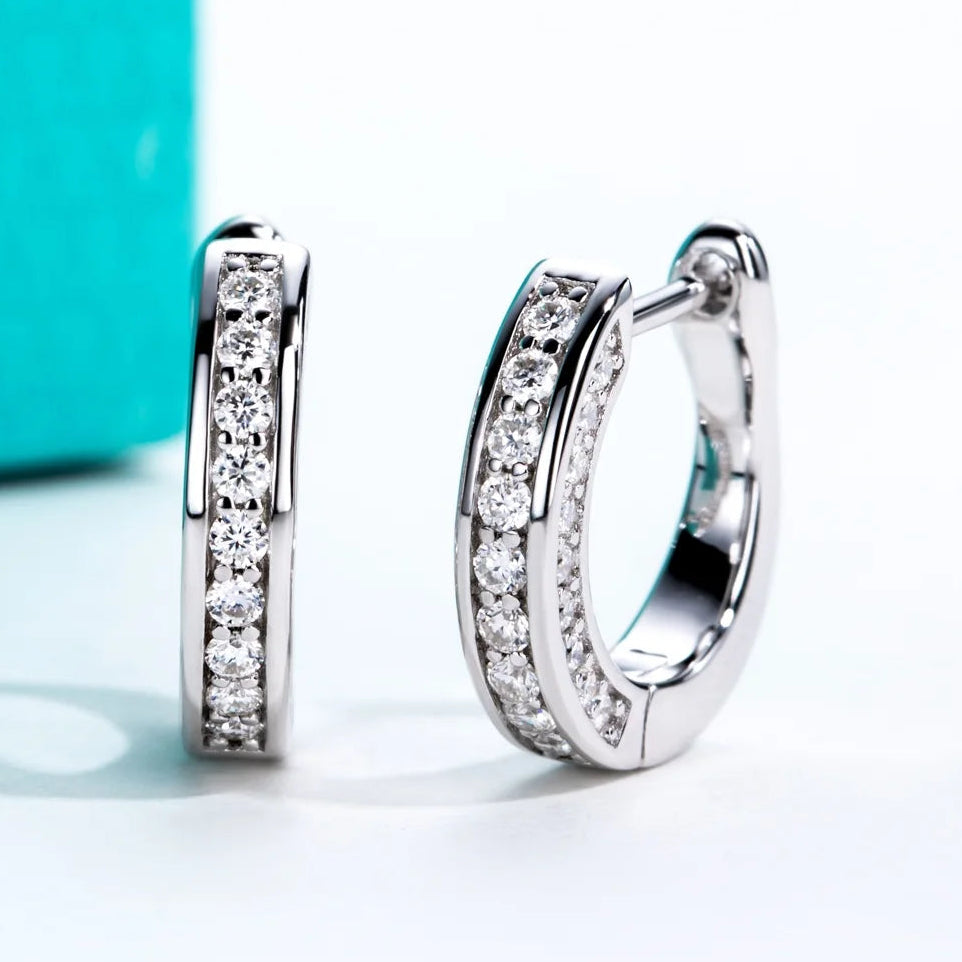 0.56ct Moissanite Hoop Earrings - 925 Sterling Silver