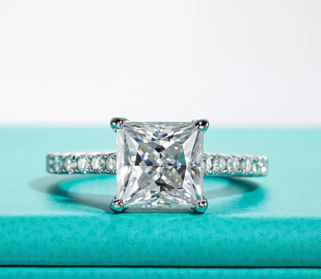 3ct Princess Cut D-Color Moissanite Bridal Ring Set - 925 Sterling Silver