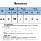 Measurement chart for clothing size with dimensions in centimeters and inches.