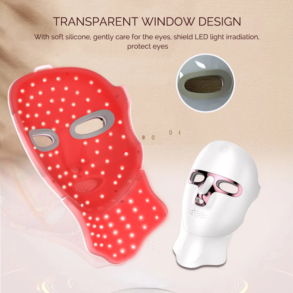 Wireless 7-Color LED Facial & Neck Mask – Rechargeable Light Therapy