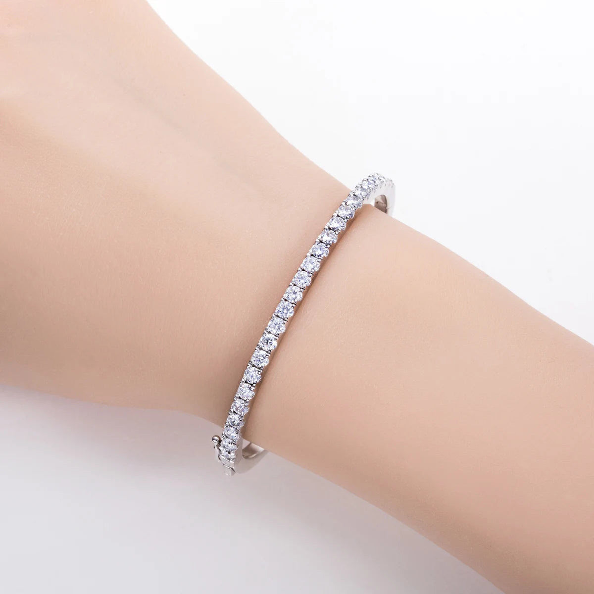 3mm Half Eternity Moissanite Bracelet - 925 Sterling Silver 18K Gold Plated