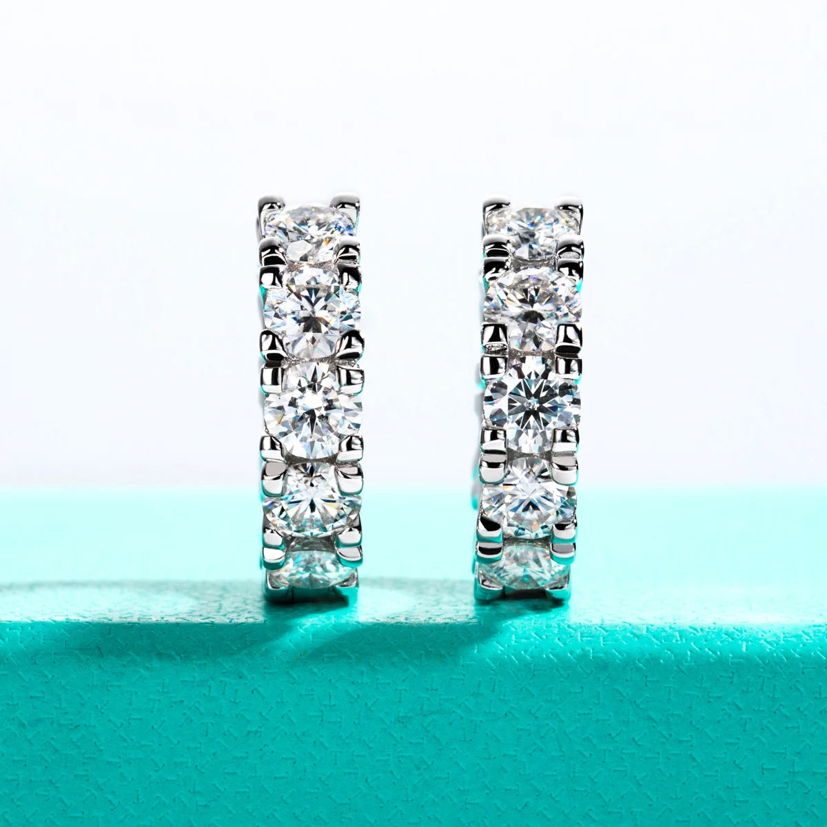 D-Color Moissanite Huggie Hoop Earrings - 925 Sterling Silver