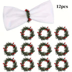Mini Christmas Wreath Napkin Rings – 12-Piece Decorative Set