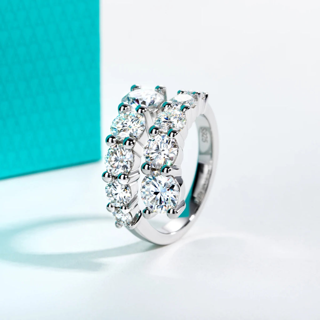 4mm D Color Moissanite Eternity Band - 4.2cttw Sterling Silver Wedding Ring