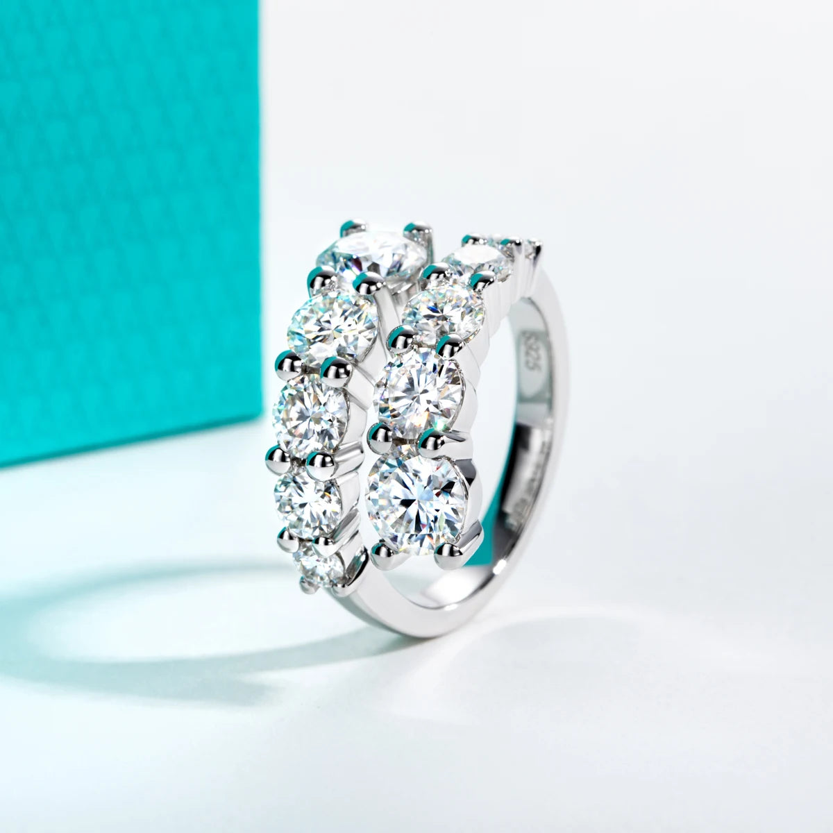 4mm D Color Moissanite Eternity Band - 4.2cttw Sterling Silver Wedding Ring