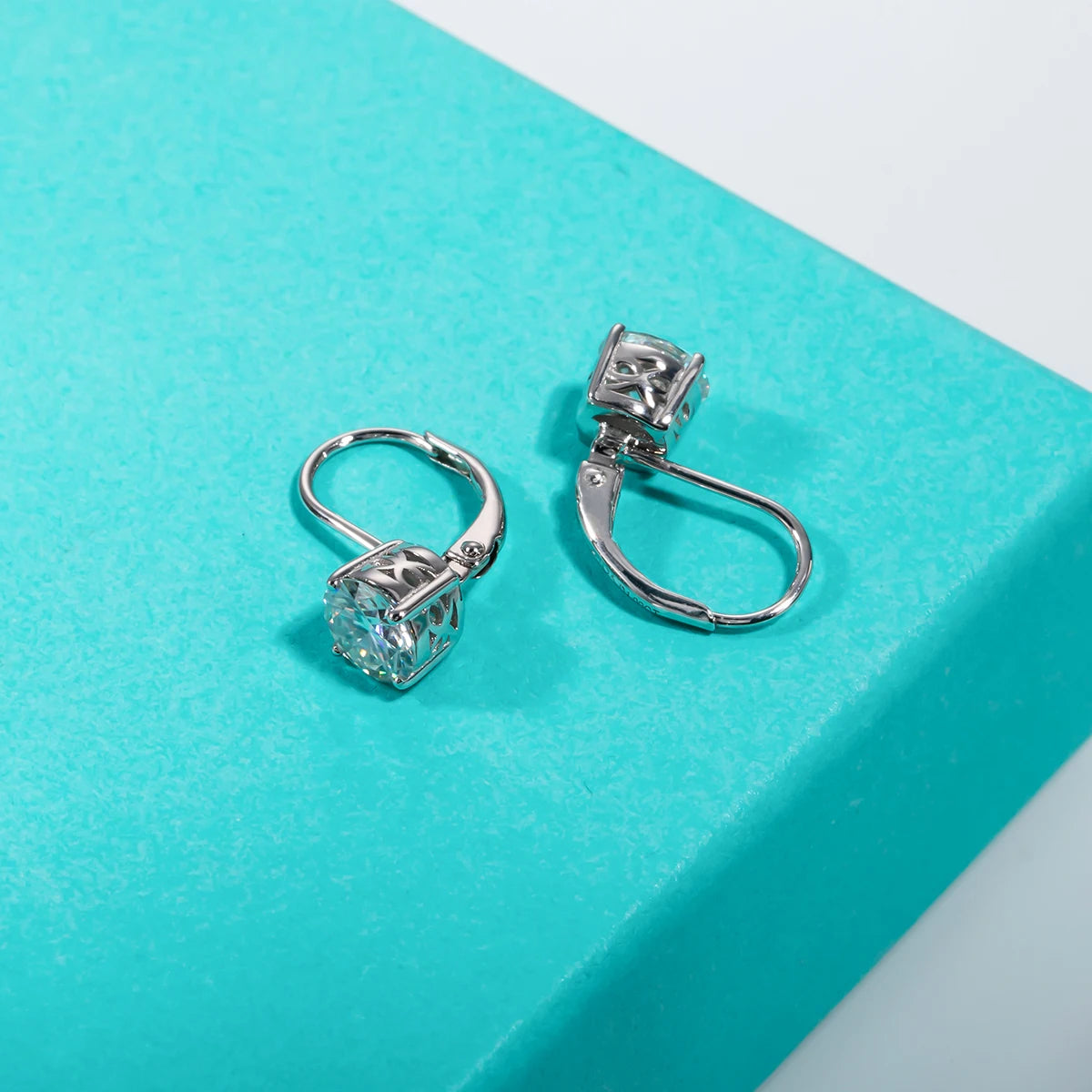 1ct D-Color Moissanite Bow Cuff Dangle Earrings - 925 Sterling Silver