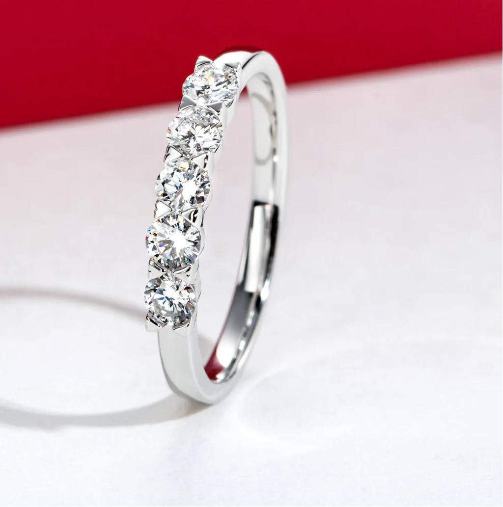 3mm Lab Grown Diamond Half Eternity Band 0.50ct - 14K White Gold Wedding Ring