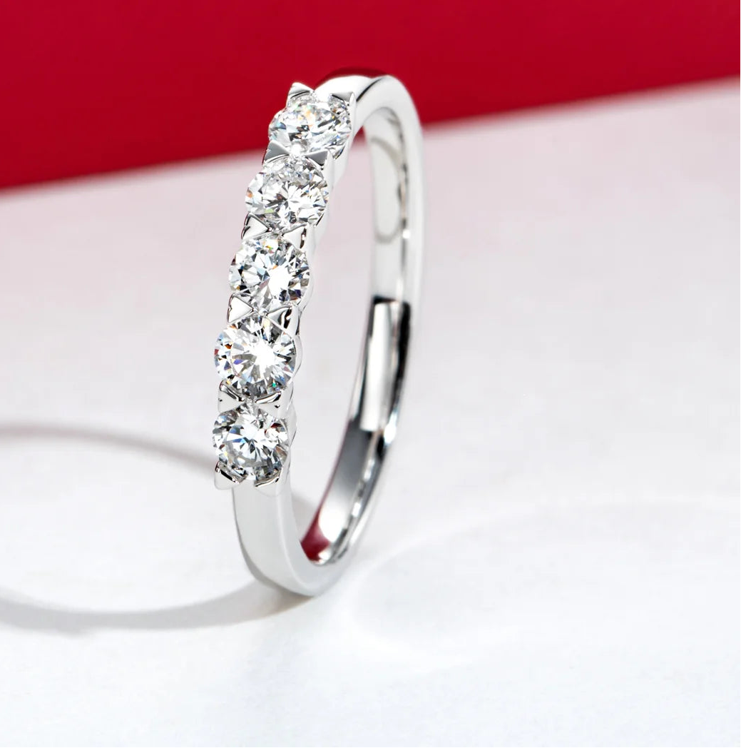 3mm Lab Grown Diamond Half Eternity Band 0.50ct - 14K White Gold Wedding Ring