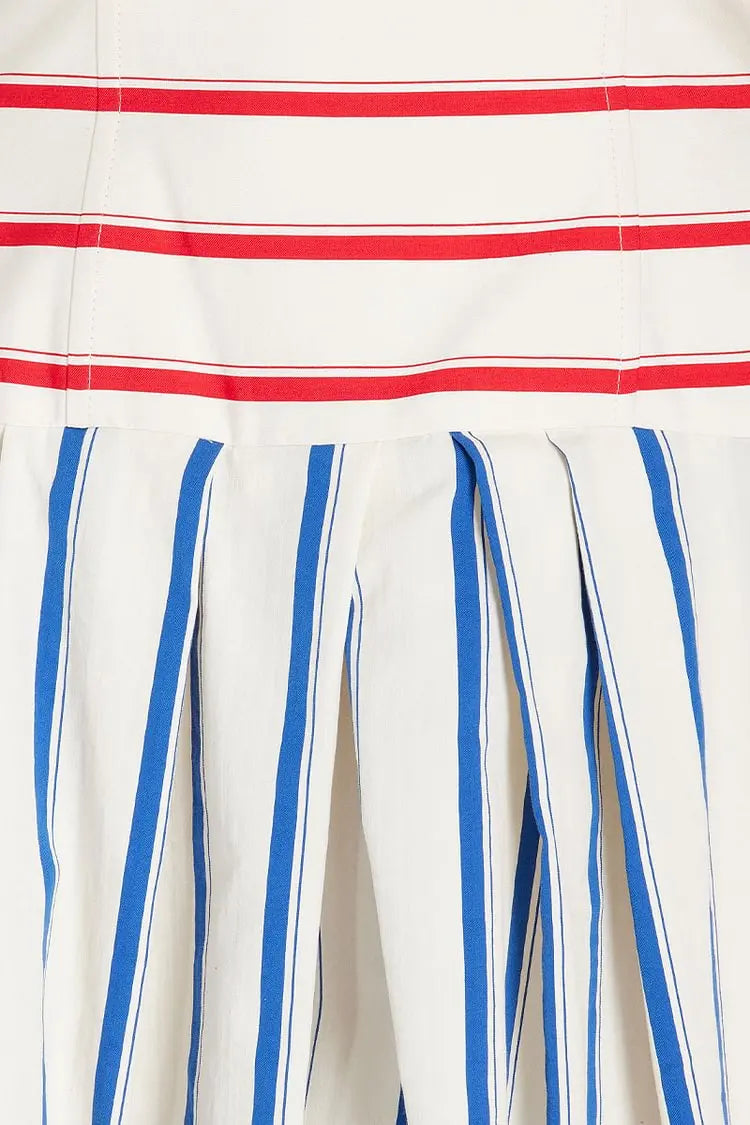 Striped Print Off-Shoulder Sling Maxi Dress