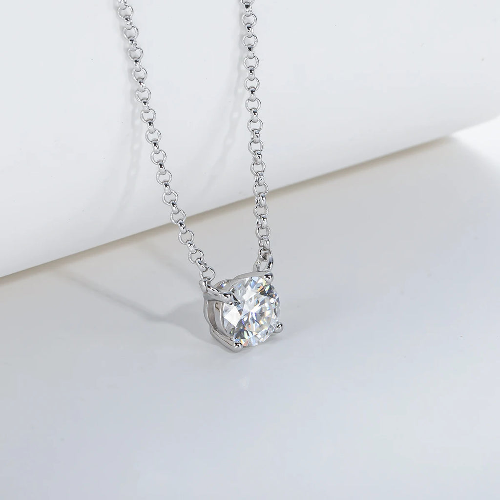 Moissanite Pendant Necklace - 18K Gold Plated D Color Diamond Necklace