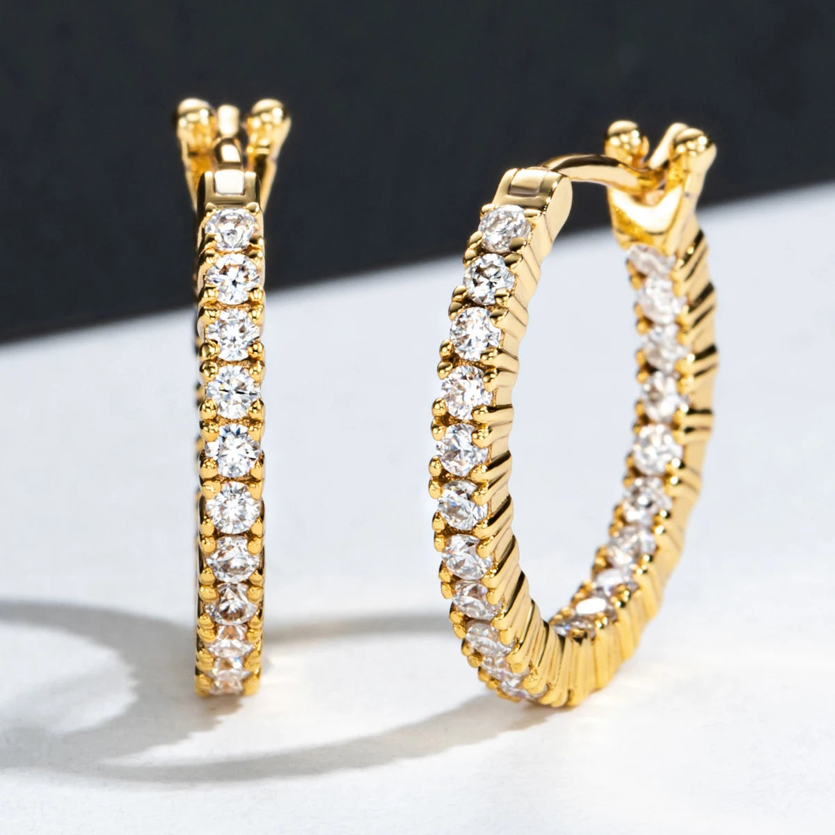0.66ct D-Color Moissanite Huggie Hoop Earrings - Yellow Gold Plated