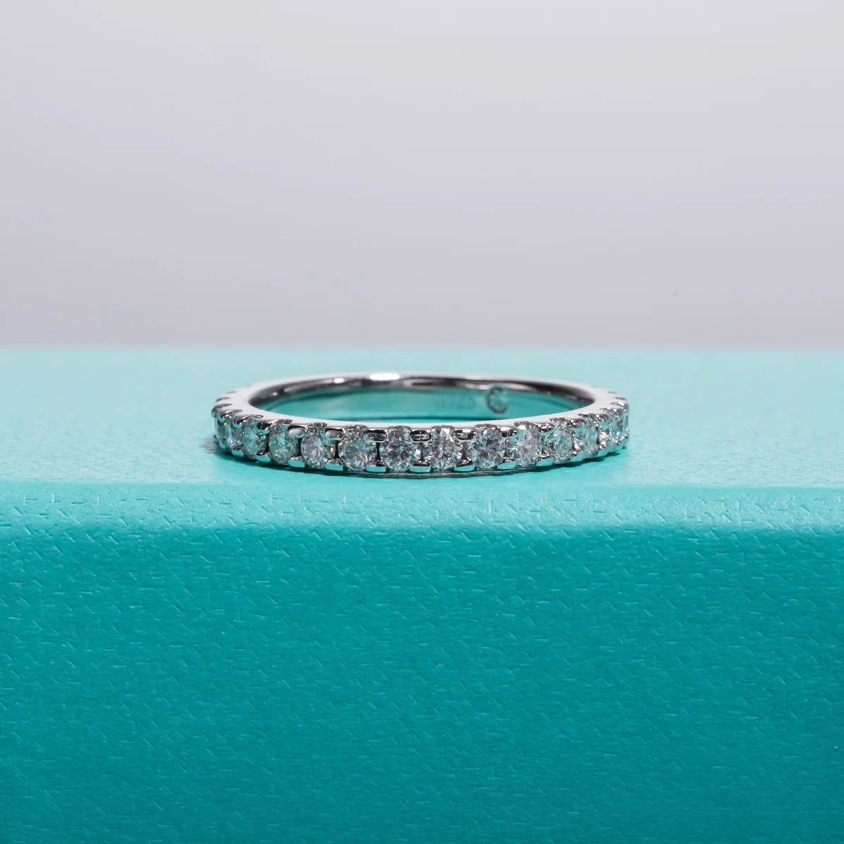 1.9mm Moissanite Delicate Wedding Band - Sterling Silver Stackable Ring