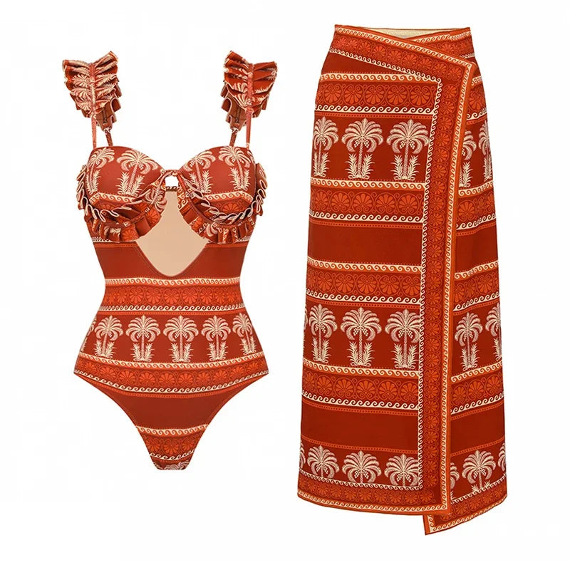 Ethnic Print Swimsuit - Bohemian Beachwear