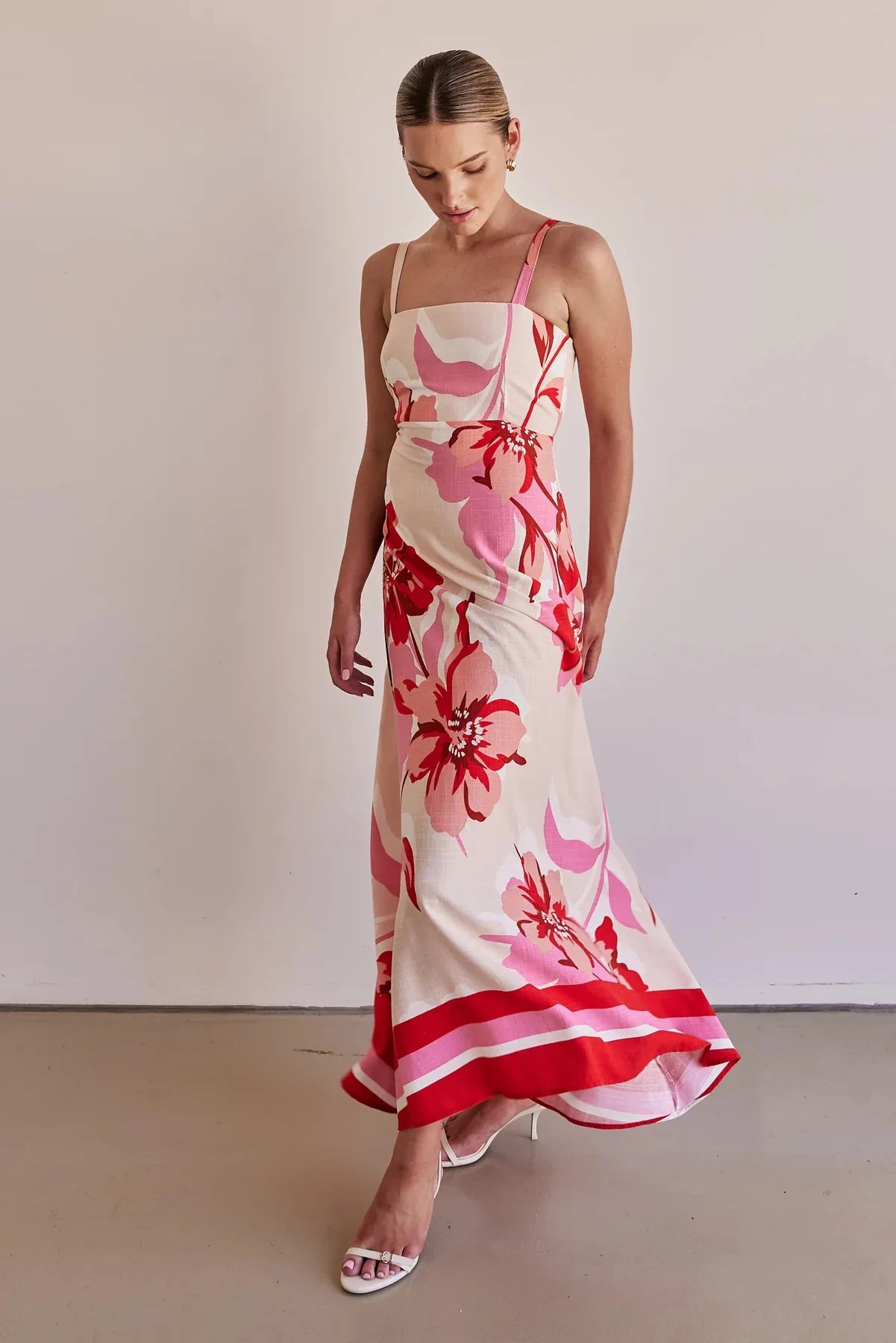 Spaghetti Strap Backless Maxi Dress - A-Line Resort Style