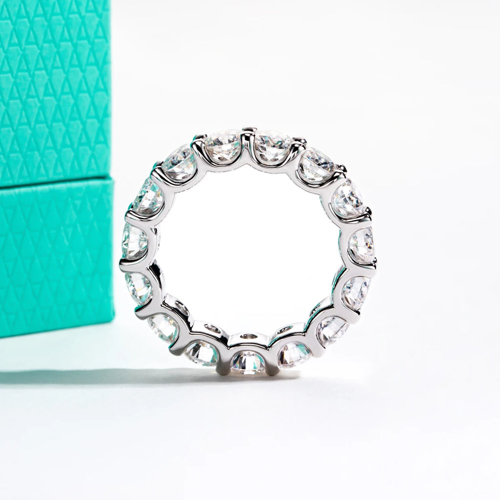 4.5mm D Color Moissanite Eternity Band - Sterling Silver