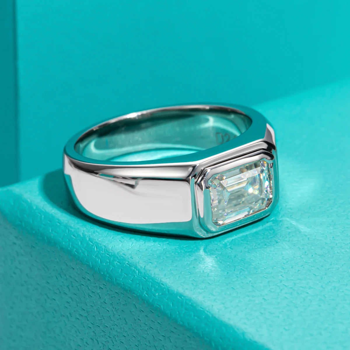 2ct Emerald Cut D-Color Moissanite Ring - 925 Sterling Silver 18K Gold Plated