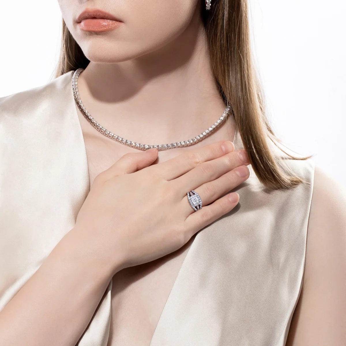 3.8ct Princess Cut D-Color Moissanite Engagement Ring - 925 Sterling Silver