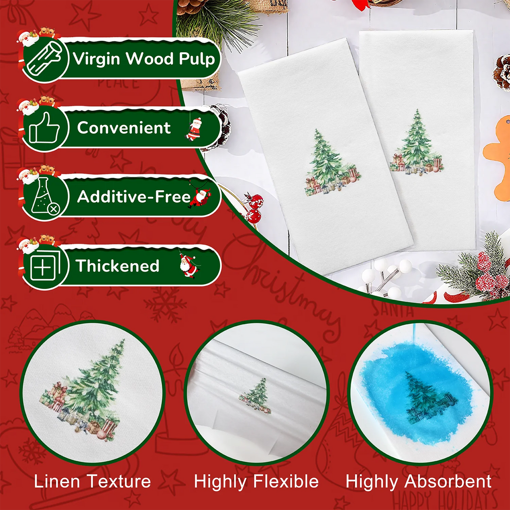 Linen-Feel Christmas Tree Disposable Napkins
