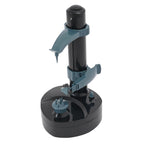 Black and gray adjustable stand with multiple attachments on a white background