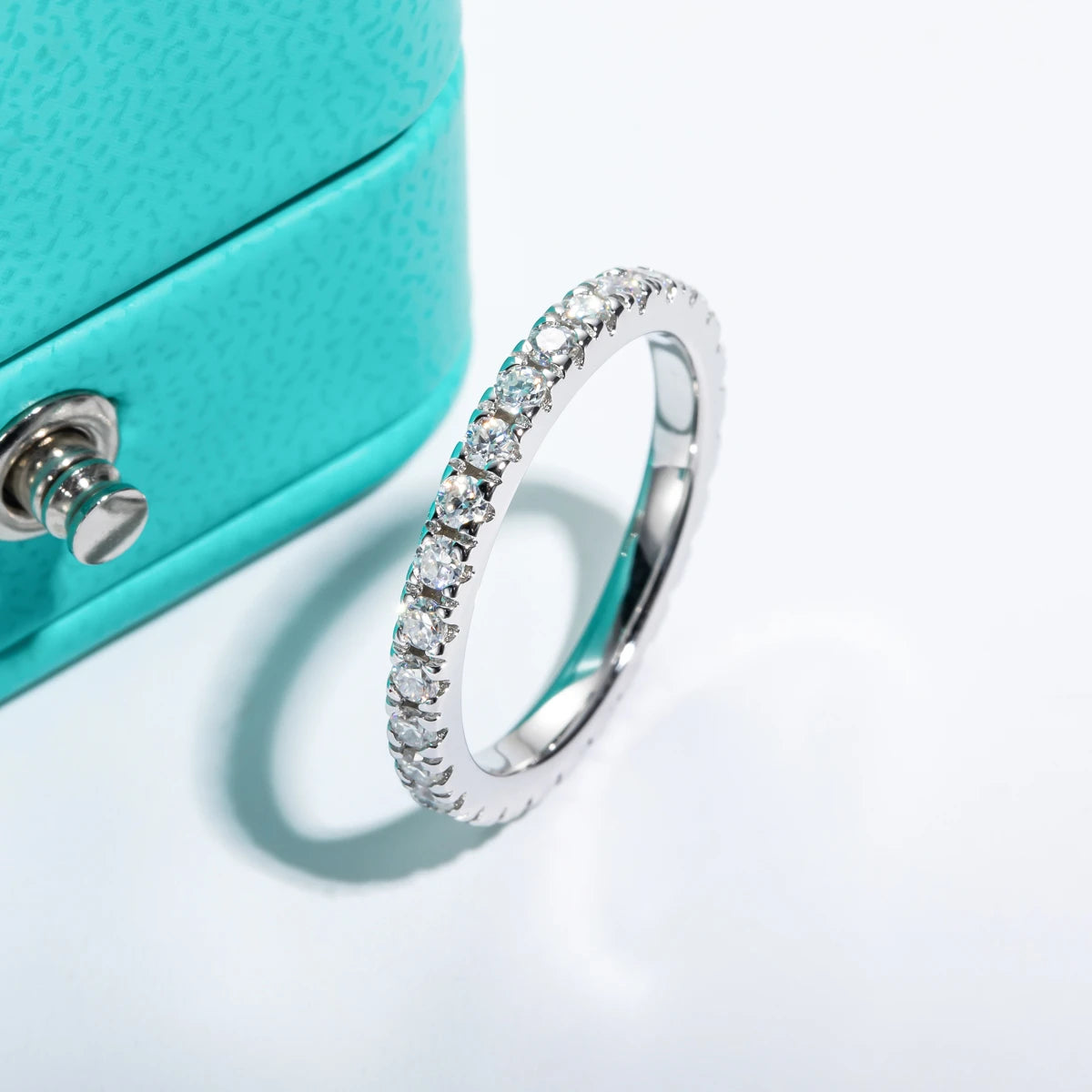 2mm D Color Moissanite Eternity Band - Sterling Silver Wedding Ring