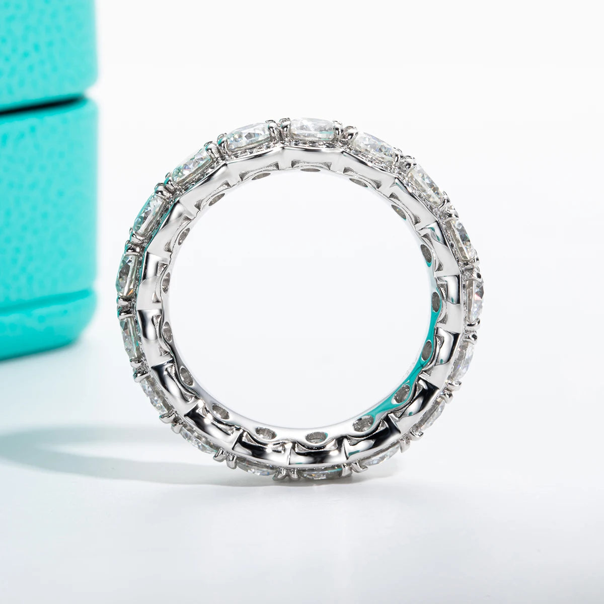 4mm D Color Moissanite Eternity Band 5.5cttw - 925 Sterling Silver Wedding Ring