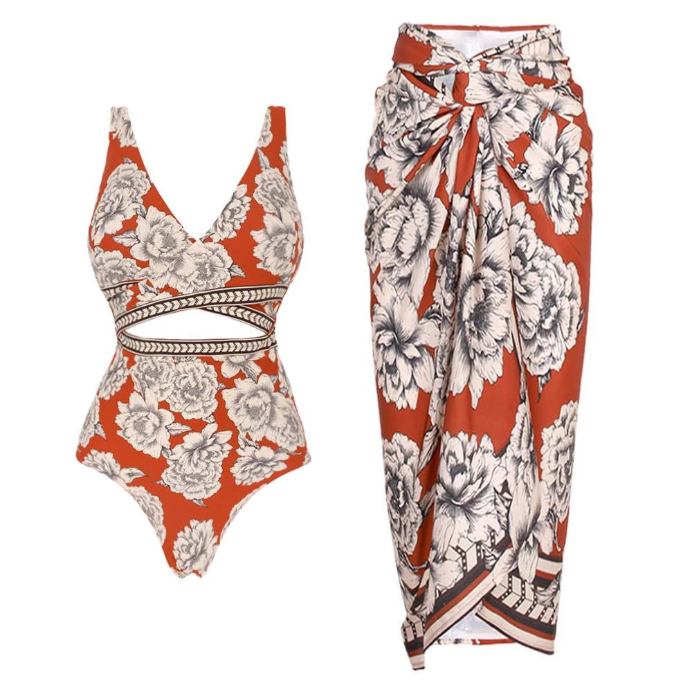 Peony Print Swimsuit - Floral Beachwear