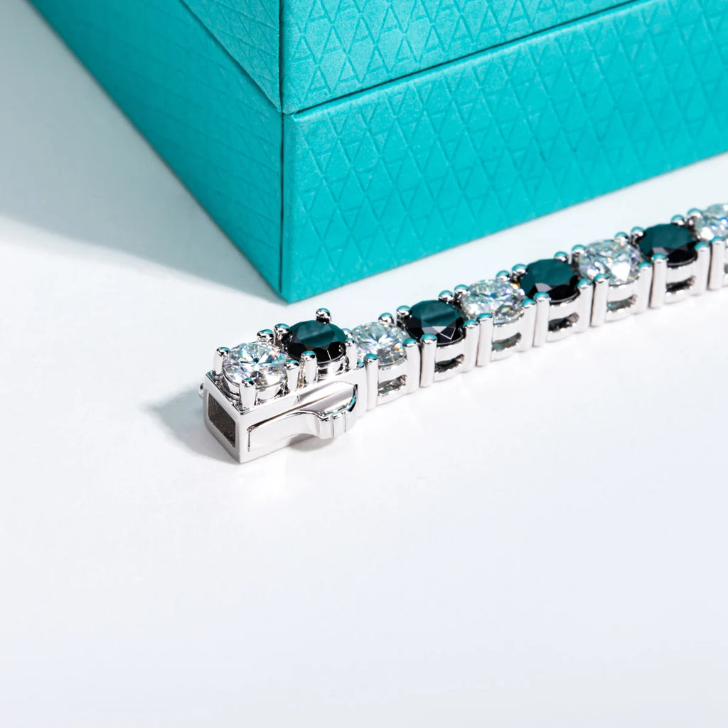 4mm Black Moissanite Tennis Bracelet - 925 Sterling Silver