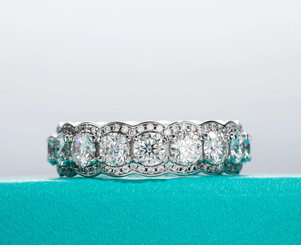 4mm D Color Moissanite Eternity Band 5.5cttw - 925 Sterling Silver Wedding Ring