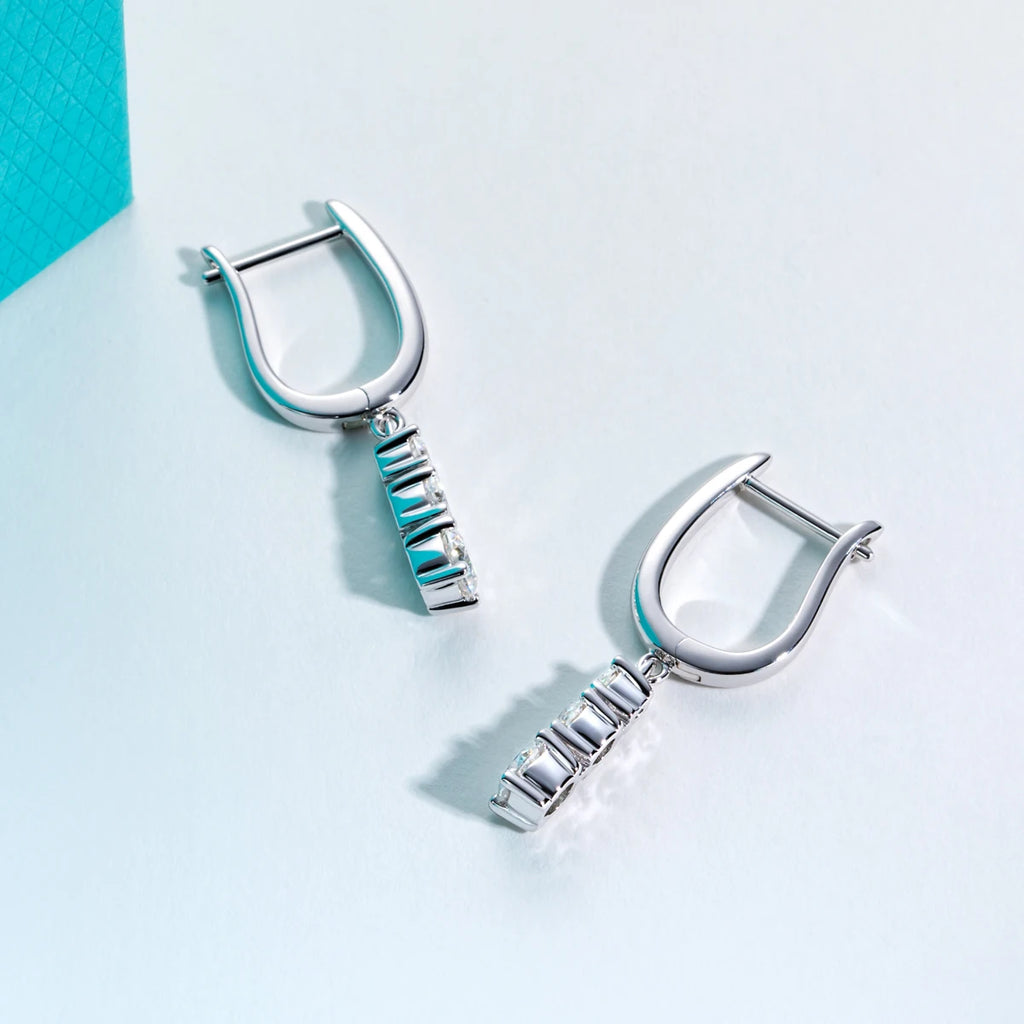 1.8ct D-Color Moissanite Dangle Drop Earrings - 925 Sterling Silver
