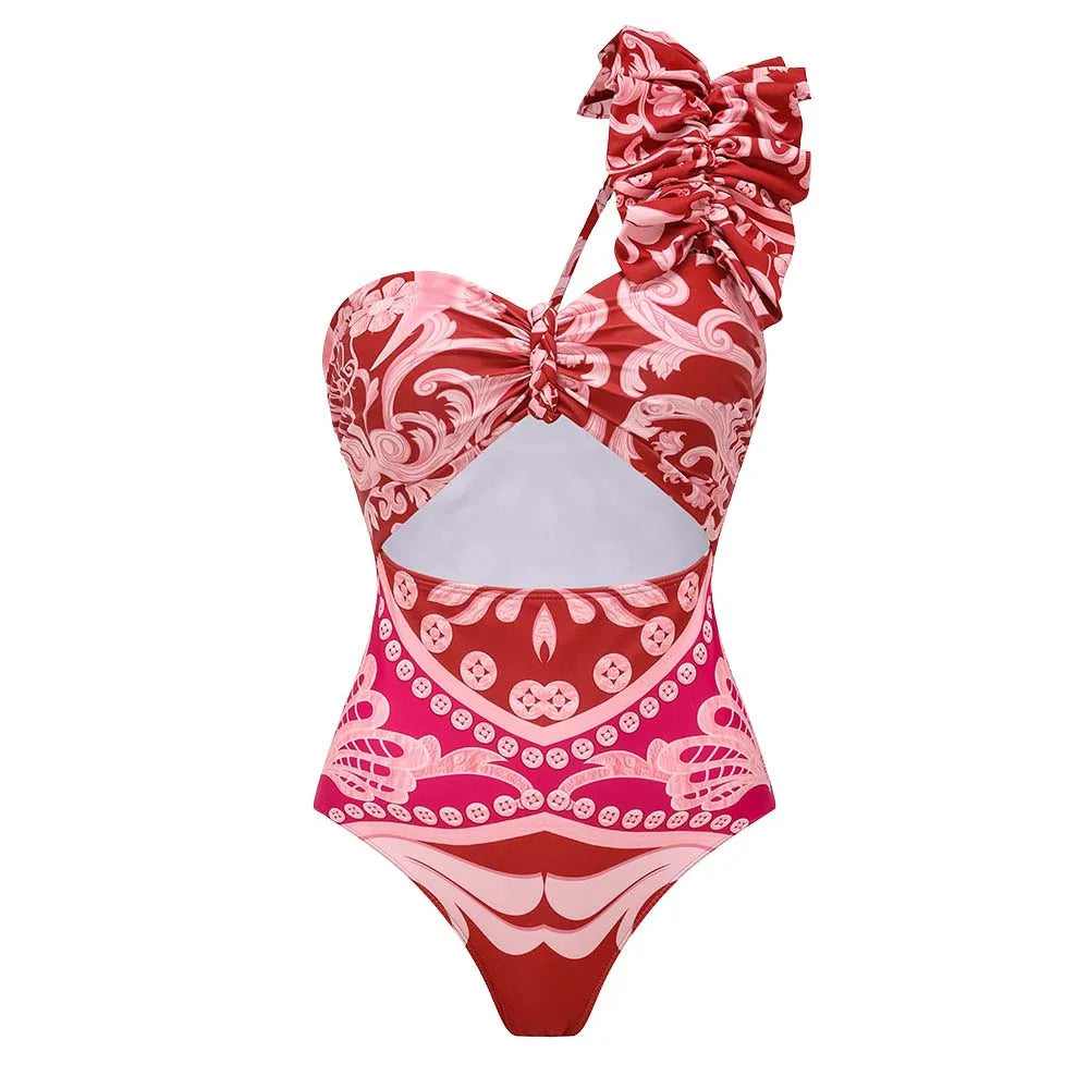 One Shoulder Swimsuit - Asymmetric Beachwear