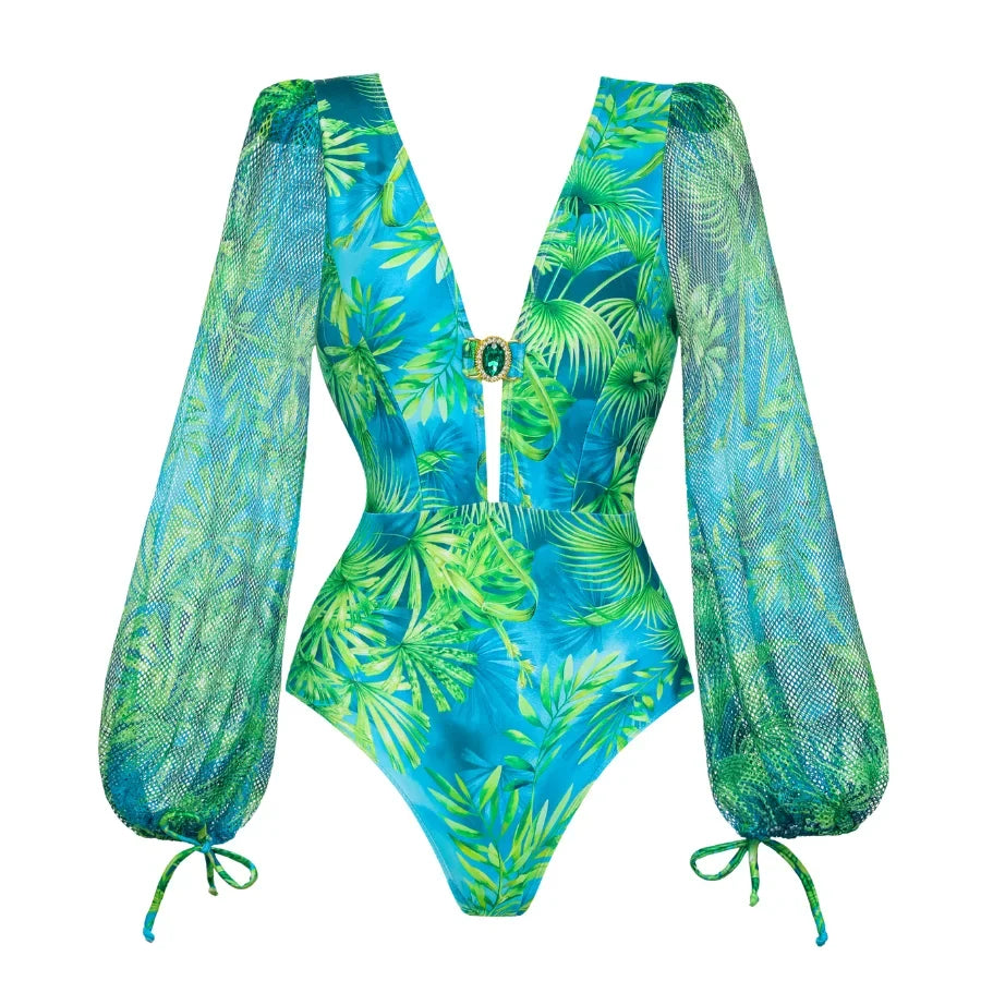 Jungle Green Print Swimsuit