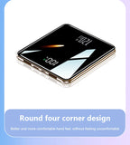 Digital power bank with round four corner design on a light blue background