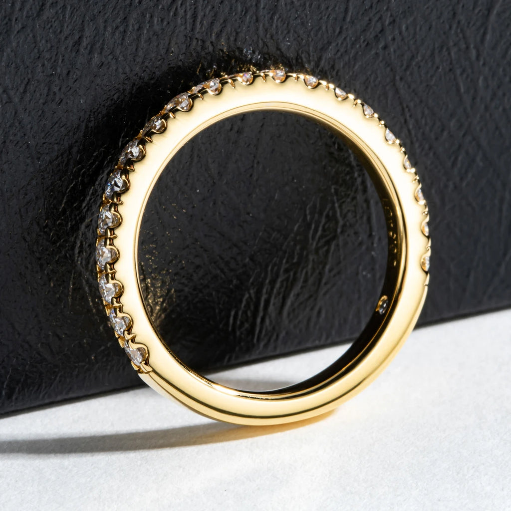 1.9mm Moissanite Wedding Band - Sterling Silver Delicate Ring