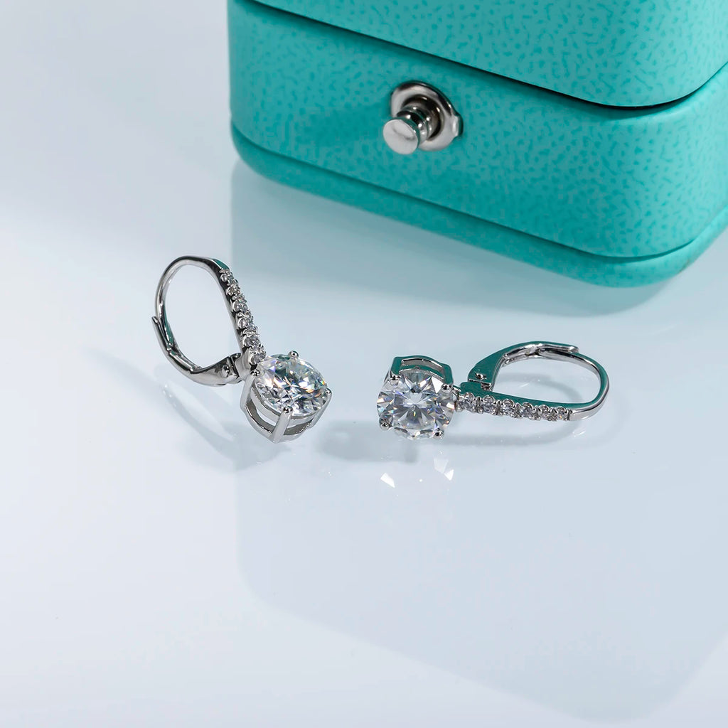 1ct D-Color Moissanite Dangle Drop Earrings - 925 Sterling Silver