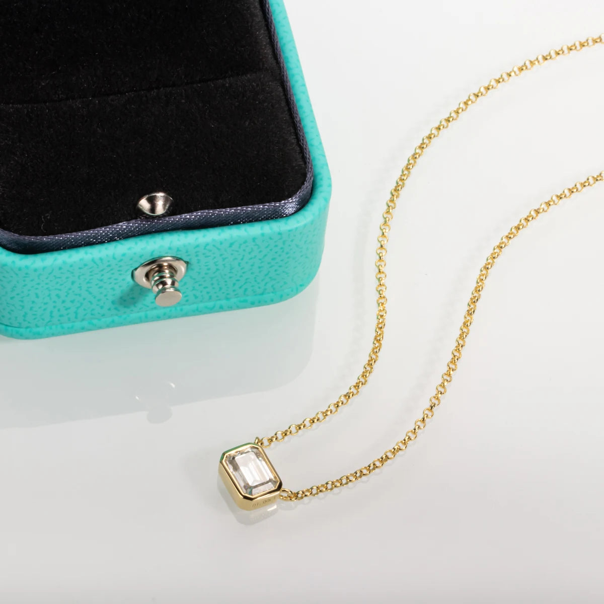 1ct Emerald Cut Moissanite Pendant Necklace - 925 Sterling Silver D Color