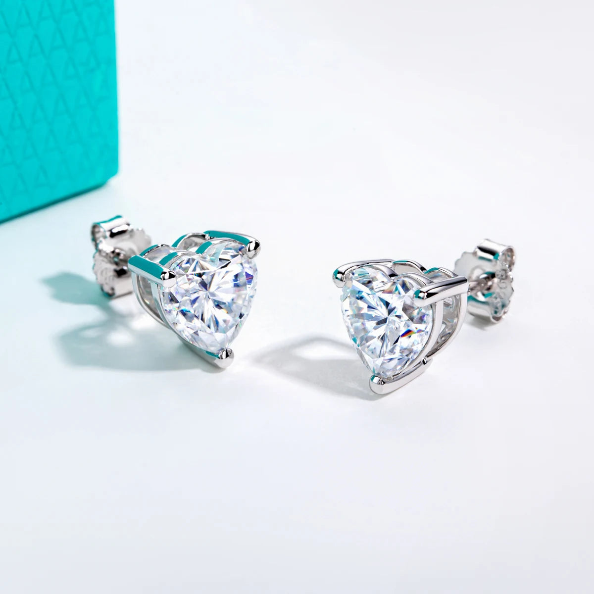 Heart Moissanite Stud Earrings - 925 Sterling Silver