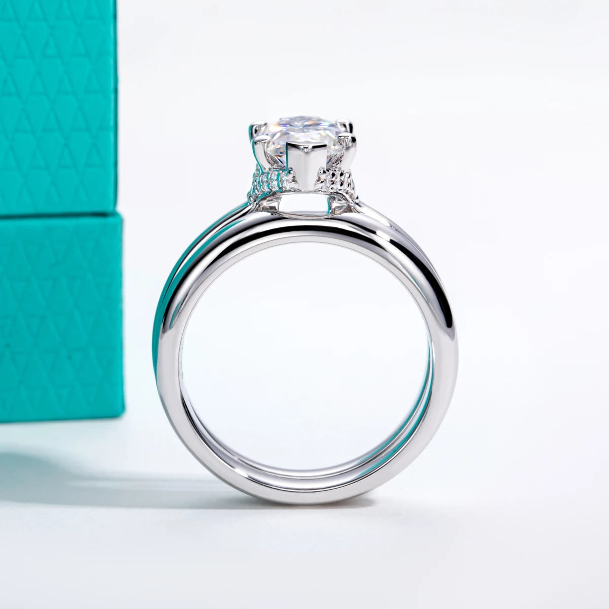 3ct Marquise Cut D-Color Moissanite Bridal Ring Set - 925 Sterling Silver