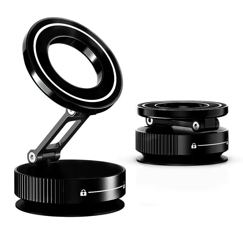Black adjustable ring light on a white background