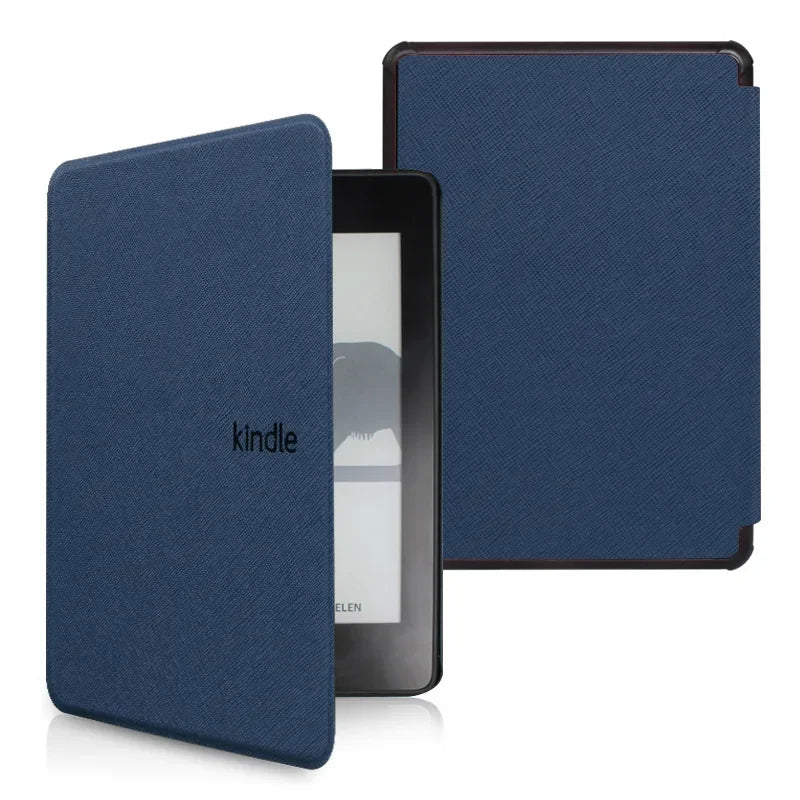 Blue Kindle case on a white background