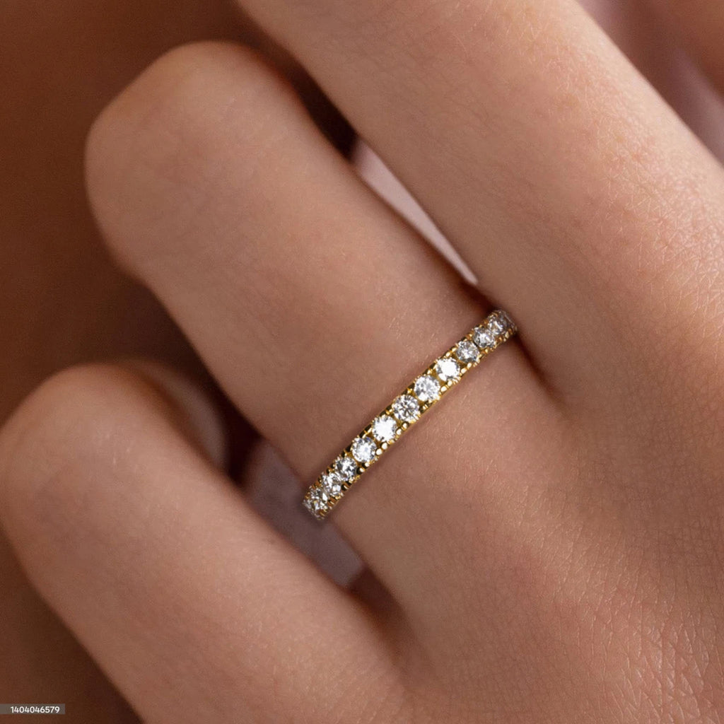 1.9mm Moissanite Wedding Band - Sterling Silver Delicate Ring