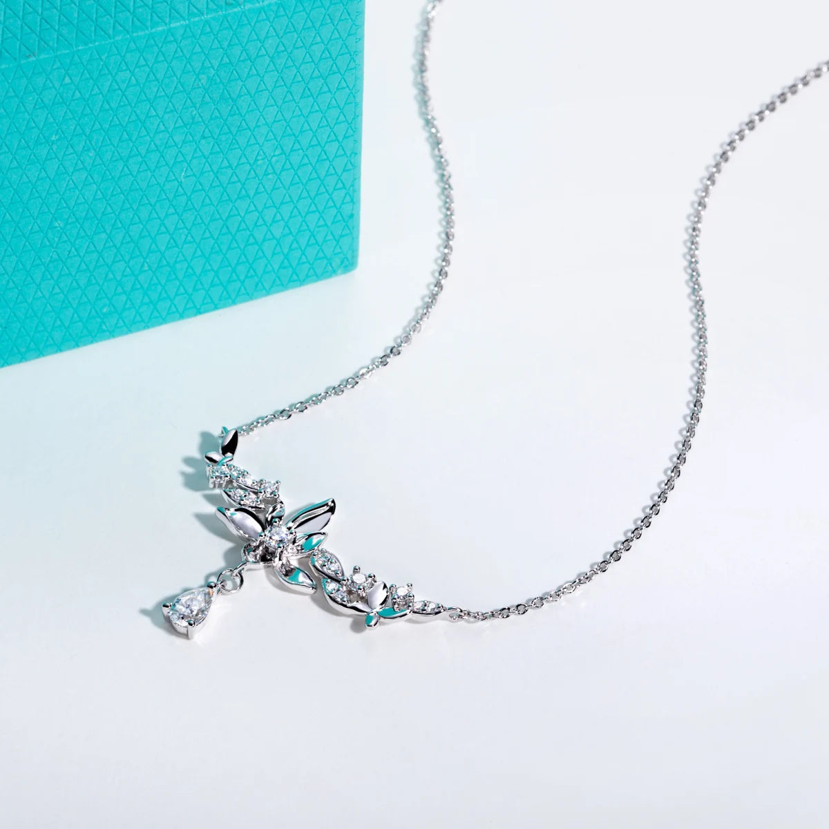 0.97ct Moissanite Orchid Pendant Necklace - 18K Gold Plated 925 Sterling Silver D Color