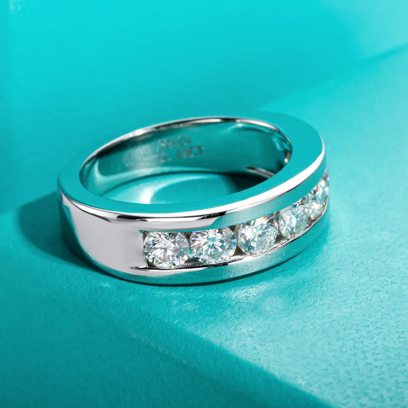 4mm Moissanite Band Ring - Sterling Silver Everyday Wedding Ring