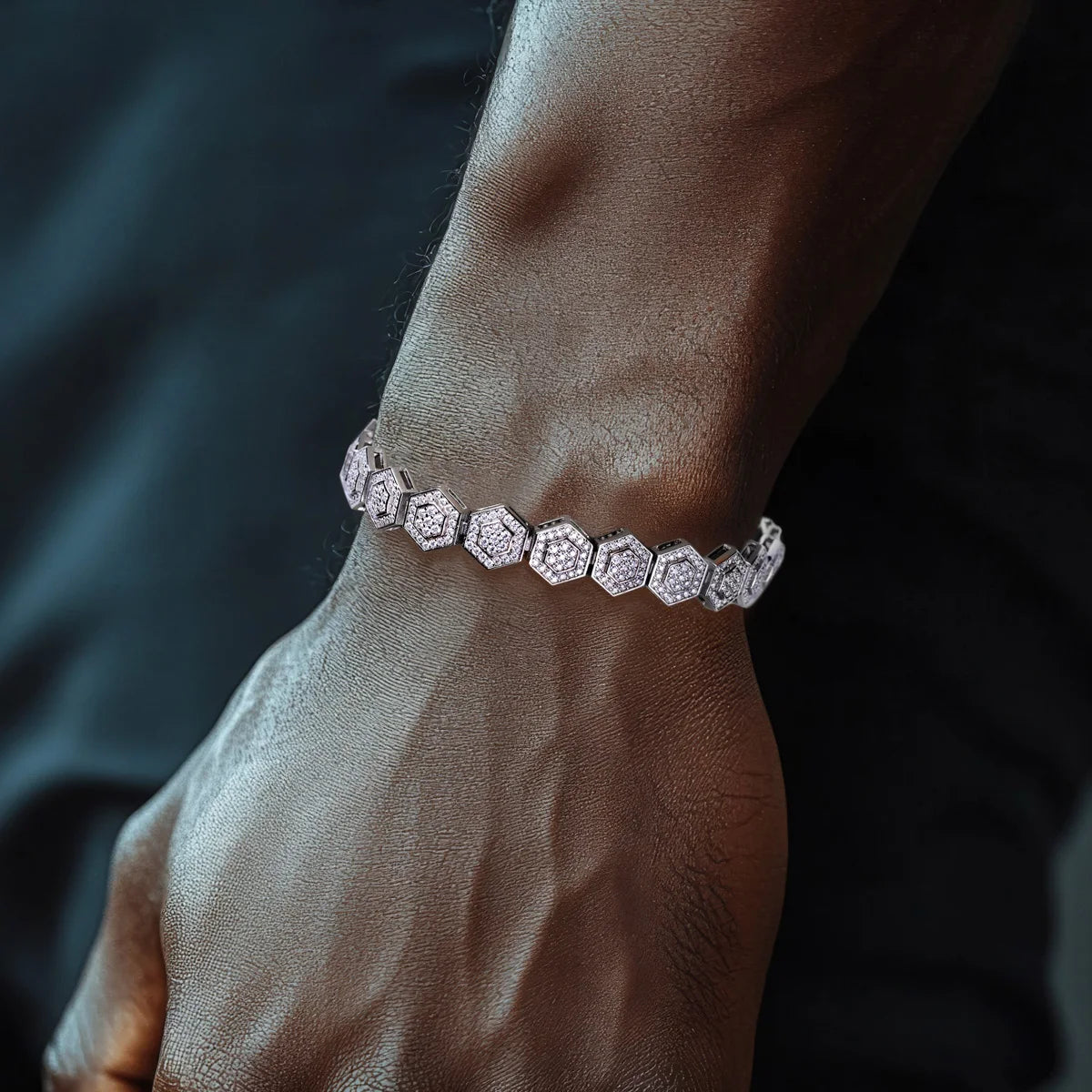 Moissanite Hexagon Bangle Bracelet - 925 Sterling Silver Statement