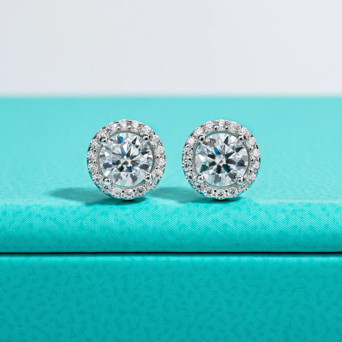 1ct Round Cut Moissanite Stud Earrings - 925 Sterling Silver